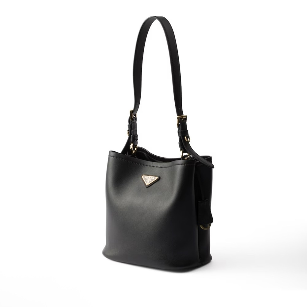 Prada Elegant Black Leather Shoulder Bag